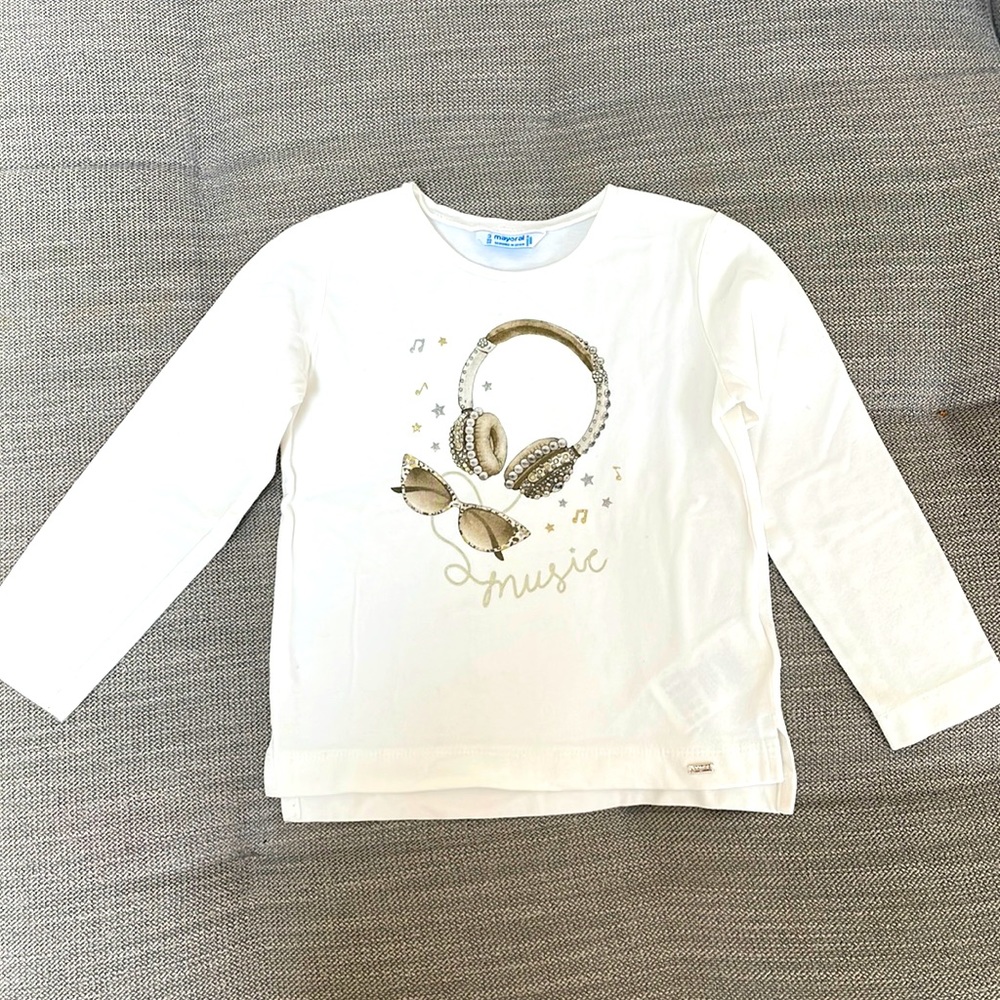 Girls, T-short, long sleeve, cotton, Mayoral, White